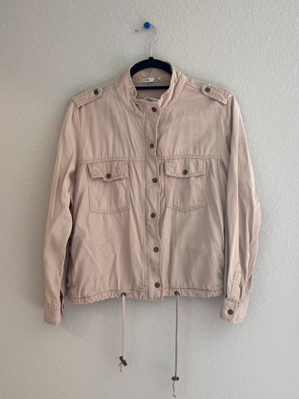 Dex Blush Pink Utility Jacket Size M Tencel Military Style